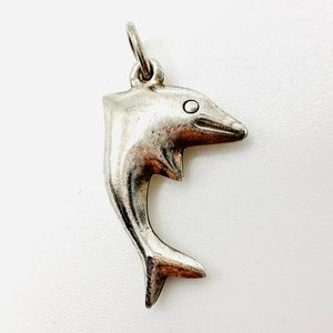 STERLING SILVER 925 Vintage MCM Dolphin Charm for Bracelet or dainty Pendant